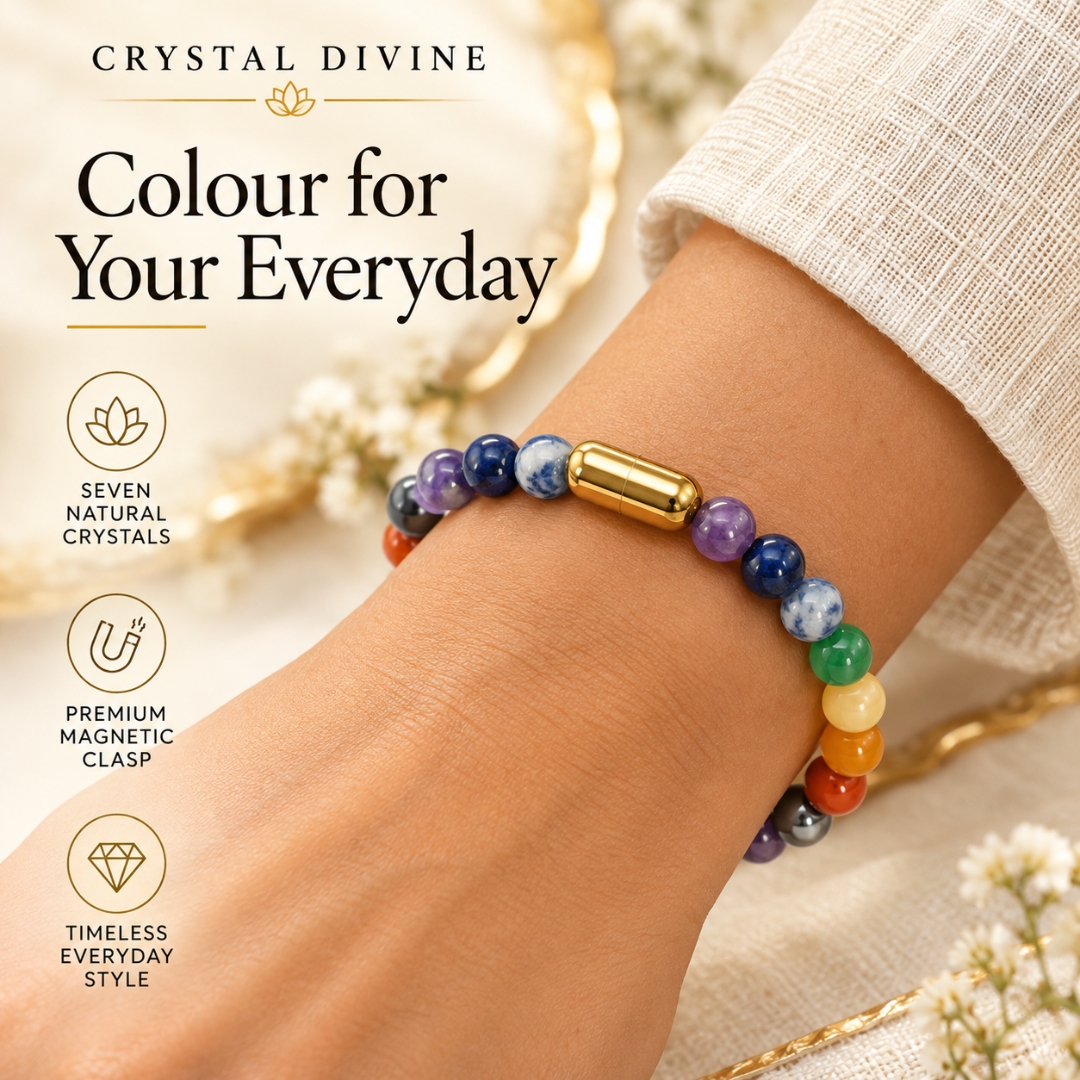 Seven Chakra Magnet Bracelet-8mm (Confidence & Motivation)