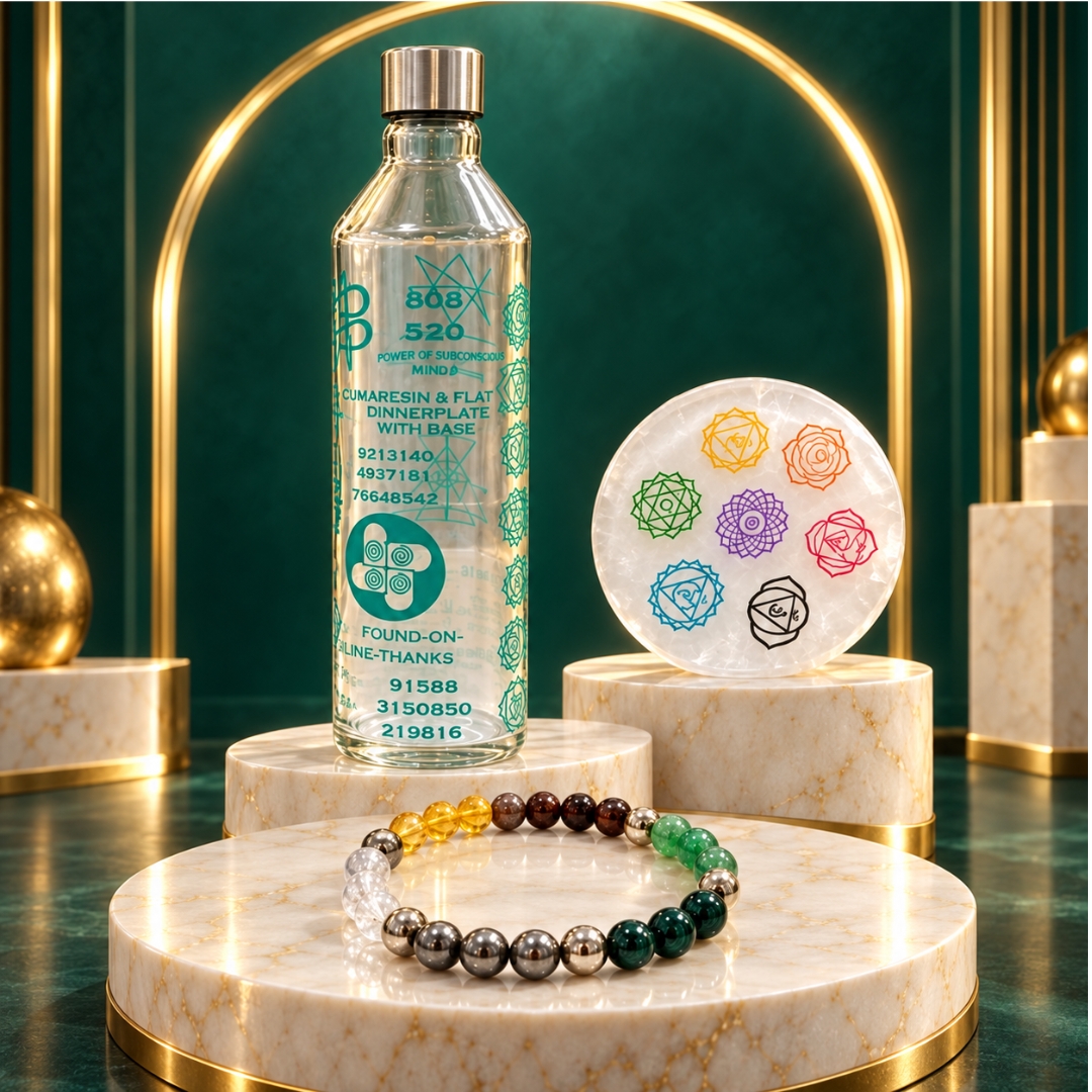 Money Magnet Reiki Bottle + Dhanyog Bracelet + FREE 7 Chakra Charging Plate ((Wealth & Abundance)