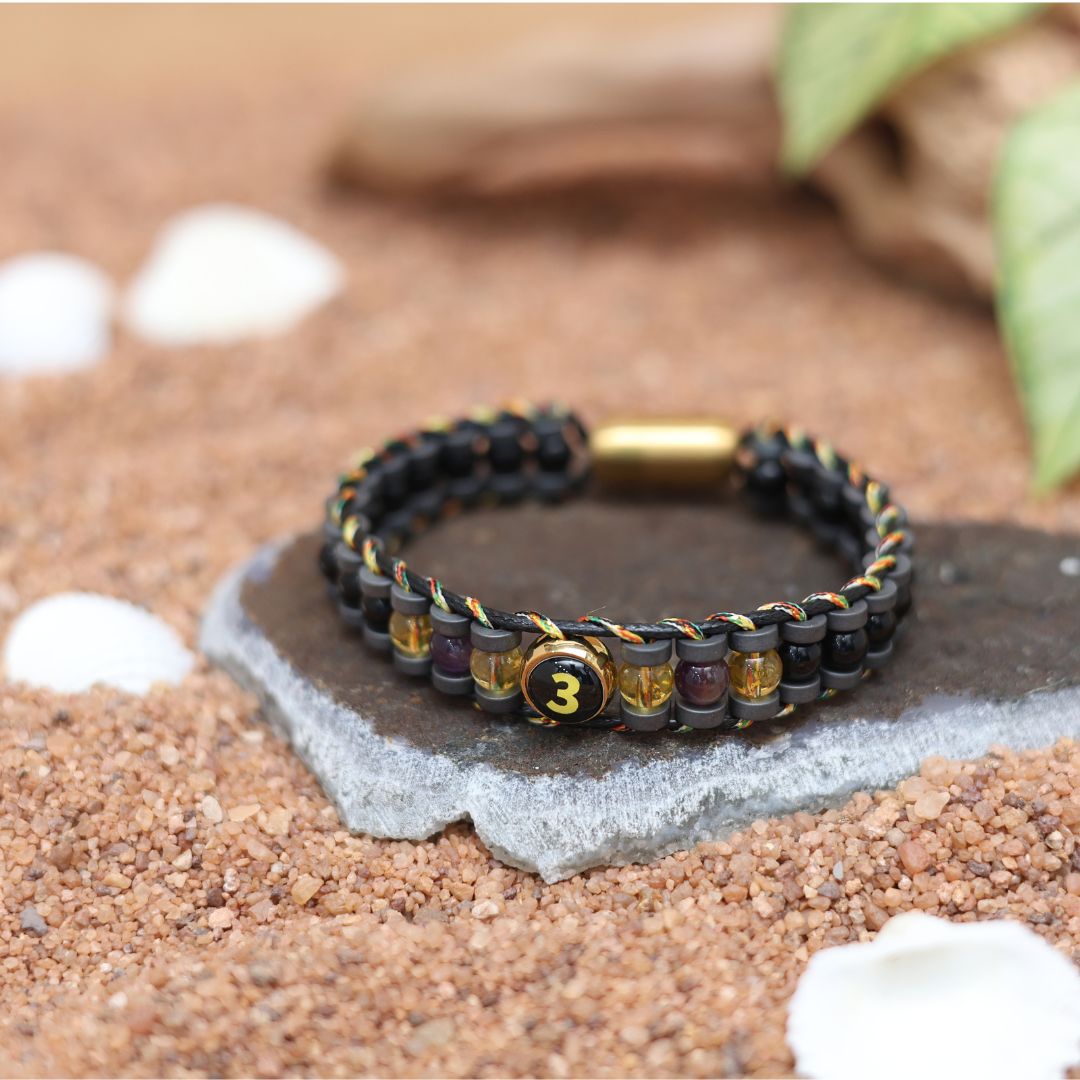 Ruling Number 3 Moolank Magnet Men’s Natural Stone Bracelet