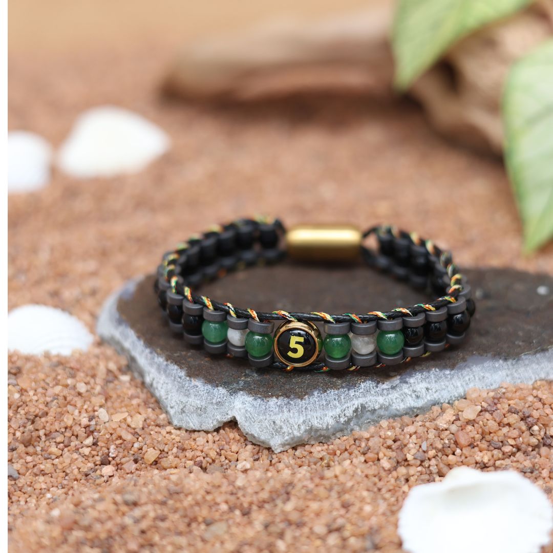 Ruling Number 5 Moolank Magnet Men’s Natural Stone Bracelet
