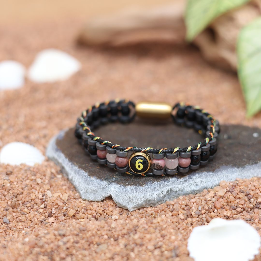 Ruling Number 6 Moolank Magnet Men’s Natural Stone Bracelet