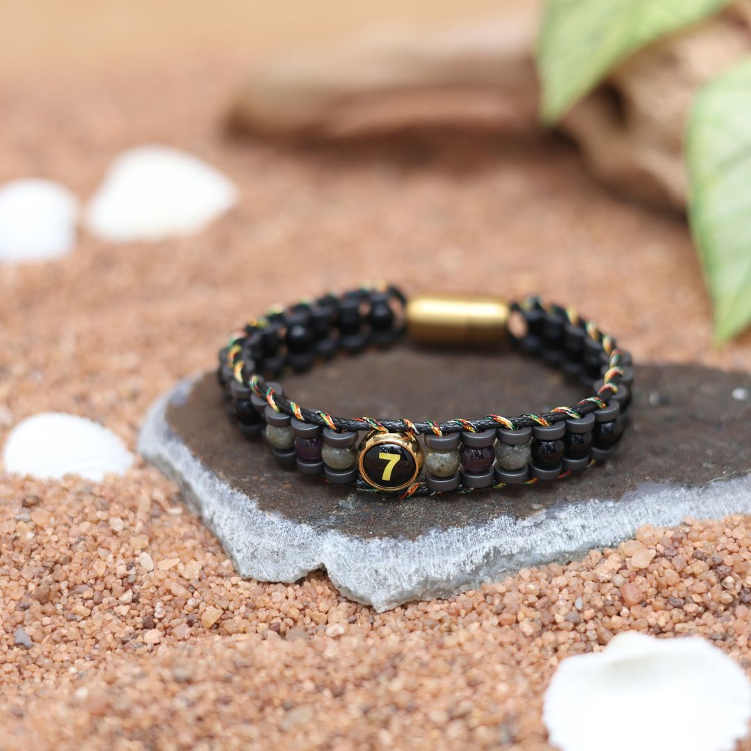 Ruling Number 7 Moolank Magnet Men’s Natural Stone Bracelet