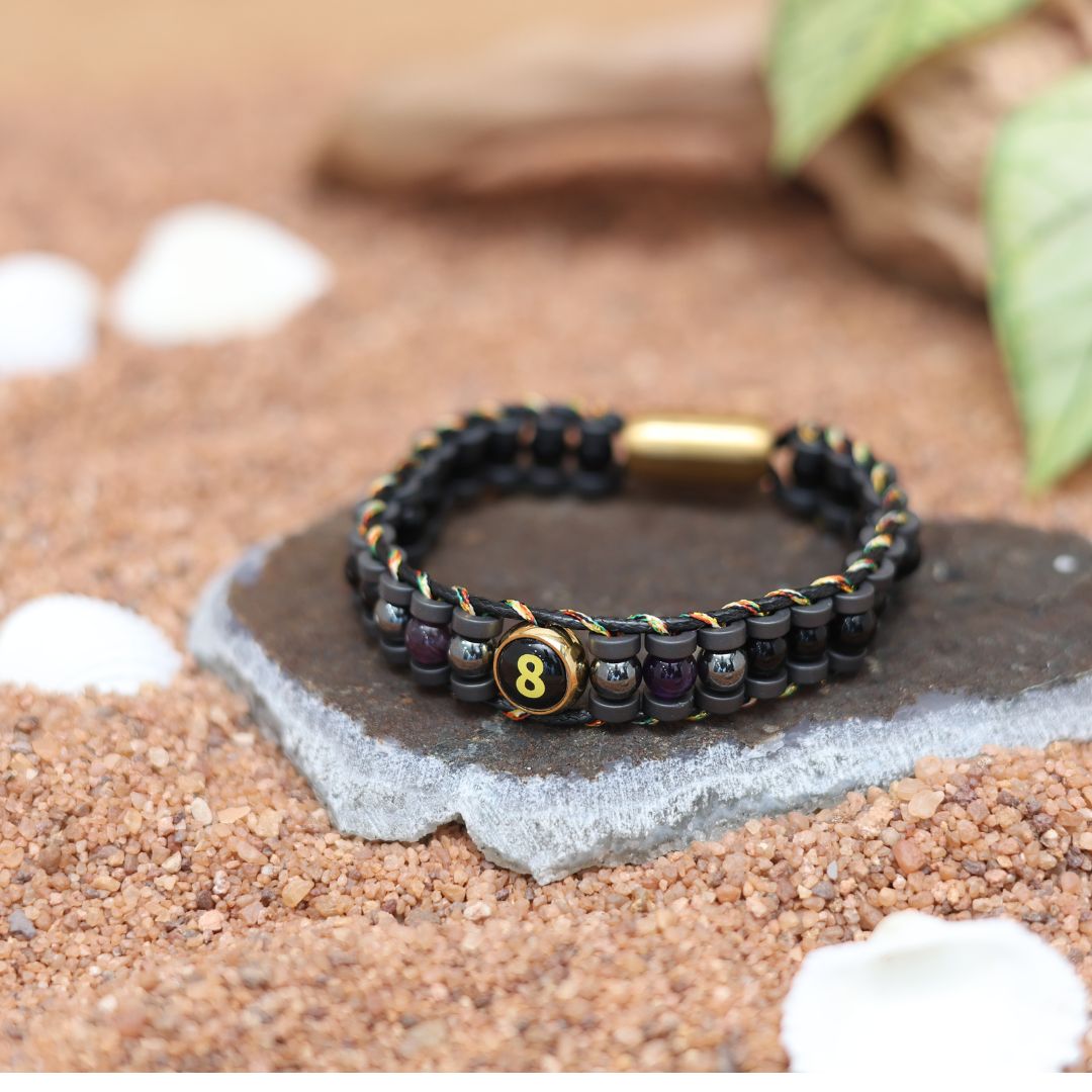 Ruling Number 8 Moolank Magnet Men’s Natural Stone Bracelet